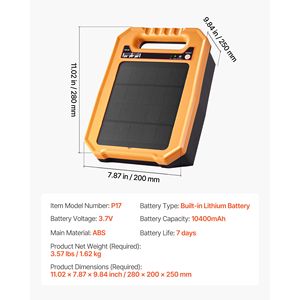 Cargador de Cerca Eléctrica Solar de 8 KV, Alcance de 1.86 Millas, Kit Energizador de Cerca Eléctrica Resistente a la Intemperie, Cargador Solar de Cerca de 0.3J para - Product Image 3