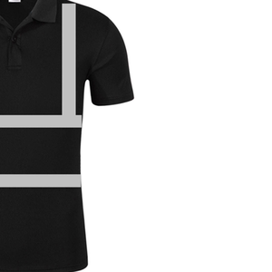 Polo réfléchissant noir pour homme, vêtements de travail haute visibilité, matière polyester, uniforme de sécurité pour usage industriel - Product Image 2