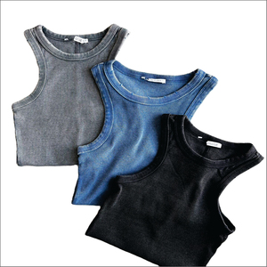 Débardeur de sport décontracté en coton 100 % tricoté avec logo personnalisé pour femme - Product Image 1