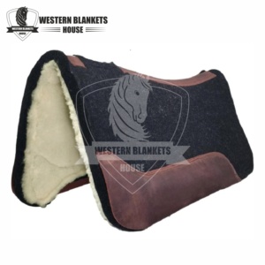Tapis de selle de dressage profilé occidental haut de gamme Protection anti-dérapante pour chevaux 100% Australie Laine Outshell Doublure en coton Polycoton - Product Image 3