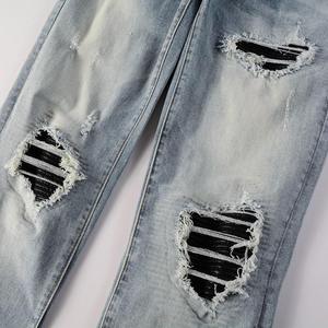 Oem Wholesale Cheap Price <b>Men's</b> Distressed Straight-leg Slim Fit Mid Waist High Street Denim Jeans Eco-Friendly <b>Stretch</b> Quick - Product Image 6