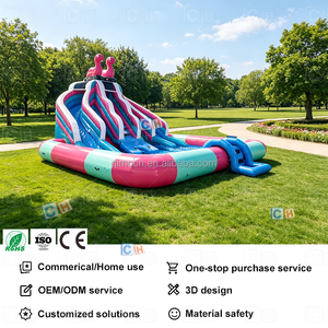Scivolo d'Acqua Gonfiabile da Giardino con Piscina, Design Fenicotteri, Castello Gonfiabile <span class=keywords><strong>per</strong></span> Bambini e Famiglie, Divertimento Estivo all'Aperto, Parco Acquatico - Product Image 3