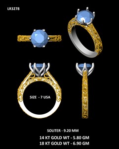 Oval cut moissanite <b>diamond</b> engraved complet engraved <b>ring</b> 14K yellow gold vintage bridge design - Product Image 1