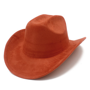 Custom LOGO Big Wide Brim Suede Cowboy <b>Hat</b> for Women <b>Men</b> Western Cowgirl Roll up <b>Fedora</b> <b>Hats</b> - Product Image 4
