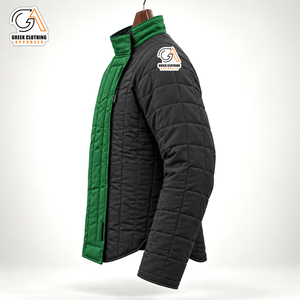 Hema <b>Men's</b> <b>Green</b> Black Vintage Style Quilted <b>Jacket</b> Quarter-zip Collar Windproof <b>Waterproof</b> Breathable 100% Cotton Winter Casual - Product Image 3
