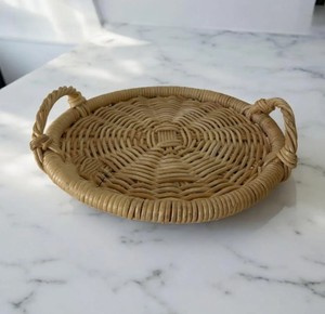 Bandeja de Servir de Ratán Tejida a Mano de Alta Calidad, Elegante y Natural, para Decoración del Hogar y Cocina, Organizador de Almacenamiento - Product Image 1