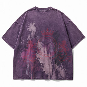 Camiseta elegante para el día a día con hombros caídos, efecto descolorido, corte relajado y algodón transpirable para mayor comodidad. - Product Image 4
