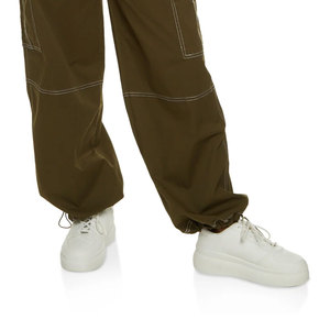 Pantalones cargo acampanados de verano para mujer, estilo nuevo, en color liso, con cintura personalizada, pantalones vaqueros cargo rasgados para mujer en oferta - Product Image 5