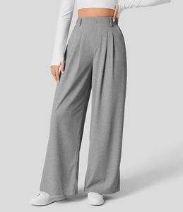 Wide Leg Regular Fit 100% Cotton Solid <b>Elastic</b> Waist Mid Waist Straight Casual Autumn Women's Trousers - Product Image 2
