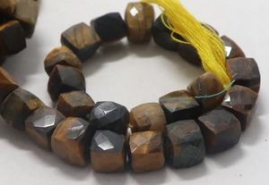 AAA Natural Yellow Tiger Eye Faceted Cube Beads 8-9 MM Box Shape 8 Inch 3D Cube Beads Tiger Eye <b>Gemstone</b> For Jewelry Making Bulk - Product Image 3