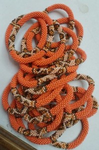 Orange Color Shade Glass <b>Beads</b> Roll <b>Bracelets</b> for Children's-Romantic Tassel Design Gift - Product Image 3