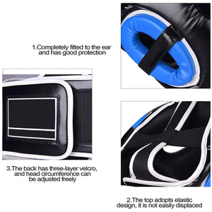 Protège-tête de boxe en cuir de haute qualité avec conception élastique pour l'entraînement sportif et l'exercice - Équipement athlétique unisexe - Product Image 2