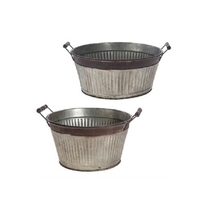 Maceta Redonda de Metal Galvanizado Rústico, Maceta para Flores, Tamaño, Forma y Color Personalizables, Artículos de Jardín - Product Image 5