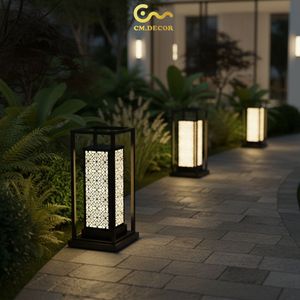 Lampe murale extérieure carrée minimaliste moderne, luminaire décoratif de jardin extérieur, acier inoxydable, AC 200V, E27, IP65, noir - Product Image 5