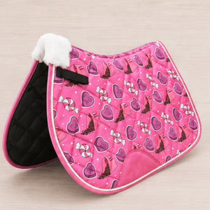 Juego de almohadillas para silla de montar con estampado de corazón rosa por sublimación, ribete de felpa, forro polar y exterior de algodón, multiusos - Product Image 2