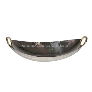 Contemporary Gold Finished Metal Tray for Decor <b>Heavy</b> <b>Duty</b> Metal Tray for Commercial Christmas Decorative Handcrafted Tray - Product Image 1