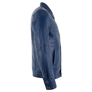 Men’s Genuine Lambskin Napa <b>Leather</b> Bomber <b>Jacket</b> Classic Collar Button Front <b>Retro</b> Blouson Casual <b>Leather</b> <b>Jacket</b> Custom Logo - Product Image 4