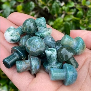Ágata Musgosa Natural Tallada en Forma de Hongo, Ágata Dendrítica Verde, Cristal Curativo para Reiki, Decoración Feng Shui, Venta al por Mayor - Product Image 5
