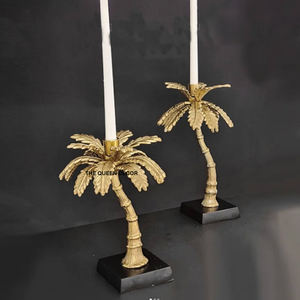 Hot Selling Solid Metal With Marble Base Sets Of 2 Gold Plated Lighting Decoration Candle Holder Centerpiece Tabletop <b>Ornament</b> - Product Image 1