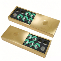 Boîtes d'emballage personnalisées, boîte à tiroir noire minimaliste avec design à ouverture frontale et insert découpé avec précision pour flacons de sérum haut de gamme