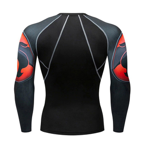 Men's Full Sleeve UPF50+ Anti UV Sublimation Coral Rash Guard <b>Black</b> Red Quick Dry MMA BJJ <b>Compression</b> <b>Shirt</b> - Product Image 2