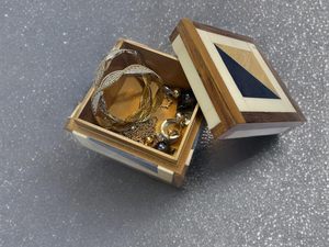 Handcrafted Wooden and Resin Jewelry Storage <b>Box</b> Modern Geometric Decorative <b>Keepsake</b> <b>Box</b> <b>for</b> Rings Earrings Necklaces and Gifts - Product Image 3