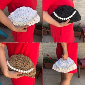 Sac en raphia fait main avec coquillages, bandoulière en perles, sac de plage au crochet - Product Image 6