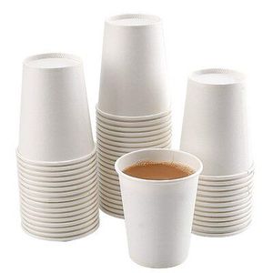 Vasos de papel blancos biodegradables desechables de 10 oz con logotipo personalizado para negocios de café y té - Product Image 2