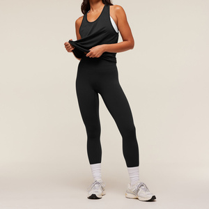 Women Solid Color Scoop Neck Tank <b>Top</b> Quick Dry Knitted Sporty Fitness Wear Regular Length <b>Black</b> <b>Vest</b> - Product Image 4
