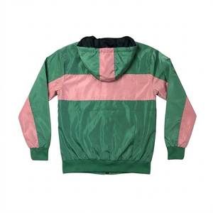 RTS Trending Custom Logo Green Men's Nylon <b>Wind</b> <b>Breaker</b> Pink Panel With Pants Sets For Summer Windproof Streetwear Zipper Jacket - Product Image 3