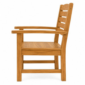 Fauteuil de jardin moderne en teck massif avec assise à lattes et dossier vertical, imperméable et écologique, pour villa, salon et école - Product Image 3
