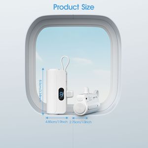 5000mAh <b>Mini</b> Power Bank Portable <b>Charger</b> with Built-In IOS & <b>USB</b>-C Cable LED Display - Product Image 6