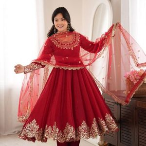 Doremon Crush Embroidered <b>Sequins</b> Modal Quick Dry <b>Top</b> Pant Set <b>Butterfly</b> Net Dupatta 3 Meter Flair Diwali Special Wholesale - Product Image 3
