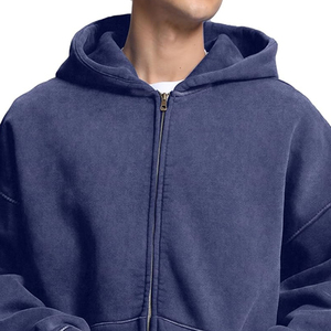 Sweats à capuche délavés pour hommes 2026, basiques, en coton mélangé, avec logo personnalisé, couleur unie, haute qualité et prix raisonnable - Product Image 2
