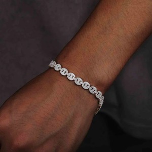 Latest Design Hiphop Jewelry Luxury Silver Miami Moissanite Diamond Hip Hop Cuban Chain Link Bracelet For <b>Mens</b> - Product Image 2