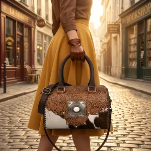 Genuine Leather Shoulder Bag Women <b>Handbag</b> Zipper Purse Portable Daily Travel Bag Luxurious Look - Product Image 3