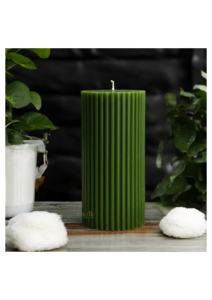 Green Ribbed <b>Paraffin</b> Jar Pillar Candle-Handmade Eco-Friendly Customized Scent Long Burning Home Decor for Christmas Diwali - Product Image 3