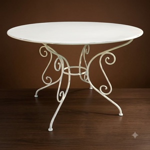 Wholesale Luxury European Custom Design Hand Forged Powder Coated <b>Metal</b> Wrought Iron Dining <b>Table</b> Durable Weather Resistant - Product Image 1