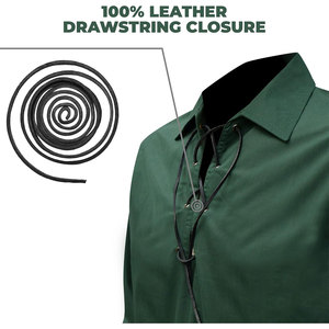 Camisa Ghillie Verde Personalizada para Hombre, Estilo Jacobita, Atuendo Escocés de las Tierras Altas, Manga Larga con Cordones, Ropa Renacentista Pirata, Pedido al por Mayor - Product Image 4