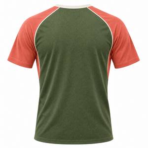 Men's Green <b>Raglan</b> <b>Sleeve</b> <b>T</b>-<b>Shirt</b> Regular Fit Quick Dry Sporty O-Neck Short <b>Sleeve</b> Knitted Polyester Jersey - Product Image 3