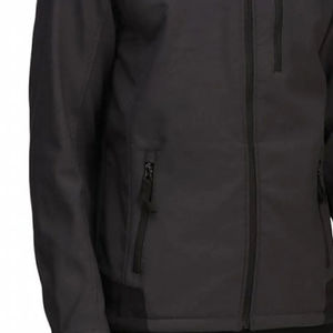 <b>Men's</b> Black Fleece Jacket Stand Collar Zipper Closure Waterproof Windproof Casual Solid Color Regular Fit Canvas <b>Winter</b> Wear - Product Image 5