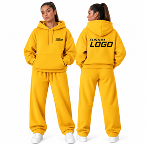 New Arrival Custom Luxury Hooded Tracksuit <b>Women</b> Autumn Winter <b>Fleece</b> Sweatsuit 2 Piece Set Streetwear <b>Jogger</b> Pants - Product Image 4