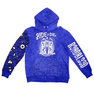 Sudadera con Capucha Ride Or Die para Hombre, Azul, Estilo Urbano, Estampada, de Algodón, con Patrón Geométrico, Logotipo Frontal, Corte Regular, para Otoño - Product Image 1