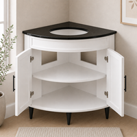 Meuble de salle de bain d'angle sur mesure, gain de place, blanc, OEM, adapté à votre projet, meuble de salle de bain en bois