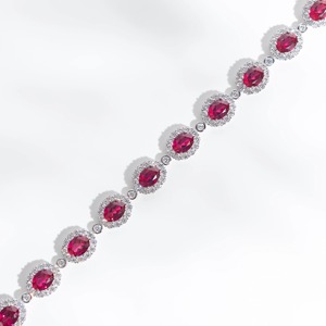 Pulsera de Moissanita Rosa con Corte Ovalado y Piedras Engastadas para Regalo de Compromiso para Mujer, Joyería de Plata 925 de Fabricante - Product Image 1
