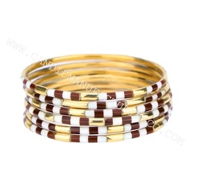 Pulseras de Resina y Latón en Color Rojo, Marfil y Dorado, Juego de Brazaletes Hechos a Mano, Pulseras Étnicas para Mujer, Regalo para Fiesta - Product Image 4