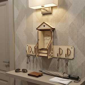Wooden House Key Holder Wall Mounted Key Hanger with Hooks for Home Entryway Hallway Living Room Office - Product Image 6