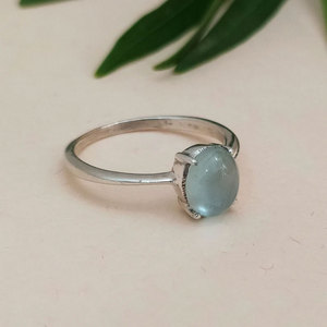 Bague artisanale en laiton avec pierre de lune ovale sertie à griffes, bijou minimaliste bohème en pierre précieuse naturelle pour femme, cadeau - Product Image 1