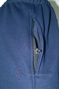 Pantalon cargo pour femme bleu marine, coupe droite, en molleton épais à carreaux, taille élastique, polyester/coton, couleur et taille personnalisables - Product Image 4