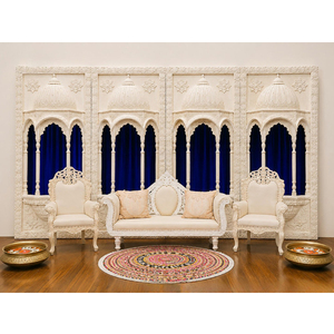 Elegant Mughal-Inspired <b>Wedding</b> Stage Fiber Backdrops Elegant White <b>Frames</b> for <b>Wedding</b> Reception Stage At Wholesale Prices USA - Product Image 1